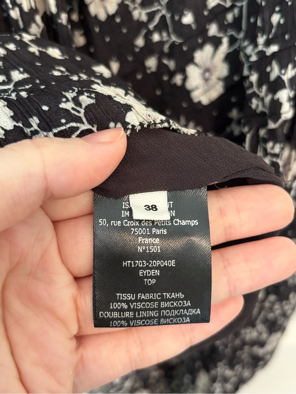 Isabel Marant Black Floral Ruffle-Trim Blouse - Picture 5 of 5